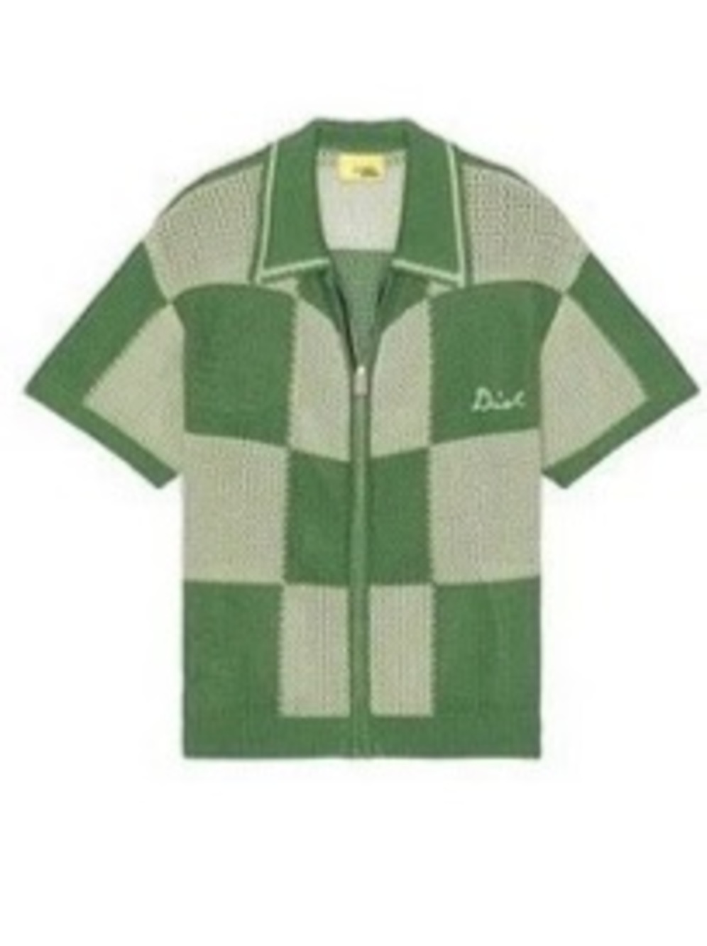 Diet Starts Monday Checker Crochet Shirt Green Large